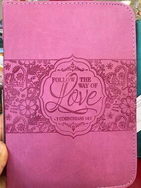 Pink 'Follow the Way of Love' Scripture Bible Cover